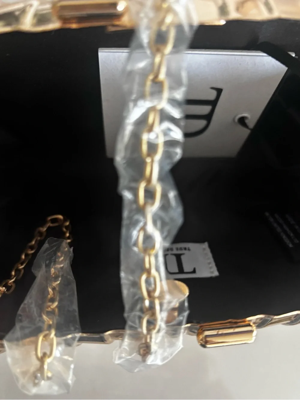 Gold Metallic Shell Clutch Bag - Elegant Evening Handbag